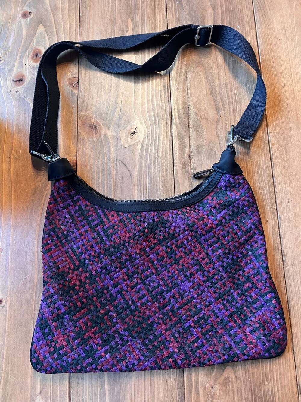 Zee Alexis Woven Multi-Color Crossbody Bag Purple Red Black